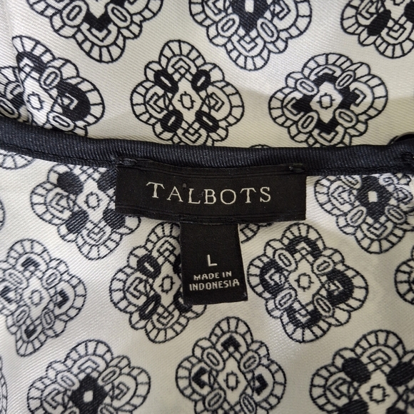 Talbots Black and White Geometric Sleeveless Blouse, Size Large - Picture 8 of 10